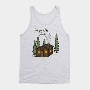 Find Joy In The Journey Cosy Cabin in the Woods Digital Illustration Tank Top